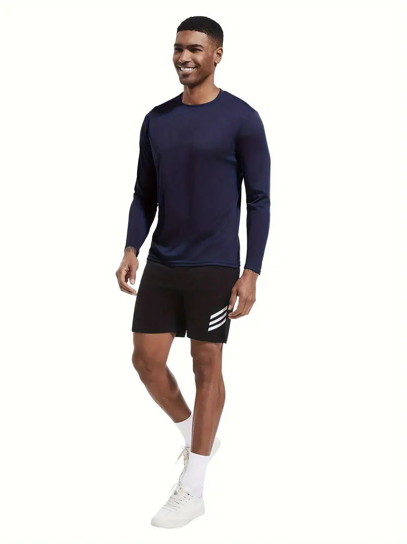 10 Pack Men's T Shirt Quick Dry Long Sleeve Leisure T Shirt Performance Moisture Wicking Casual Workout-SNO-54