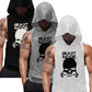 3pcs Men's Sleeveless Hooded Stringers Workout Tank Tops Skull Bodybuilding Workout Shirts-SNO-64