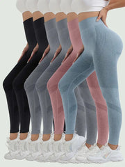 6 Pack Super Soft High Waisted Leggings - Tummy Control, No See Through, Workout, Yoga, Running Pants for Women-SNO-13