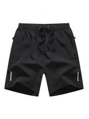 3pcs Men's Solid Fashion Active Shorts, Drawstring Shorts With Zipper Pockets For Summer Training, Summer Daily-SNO-52