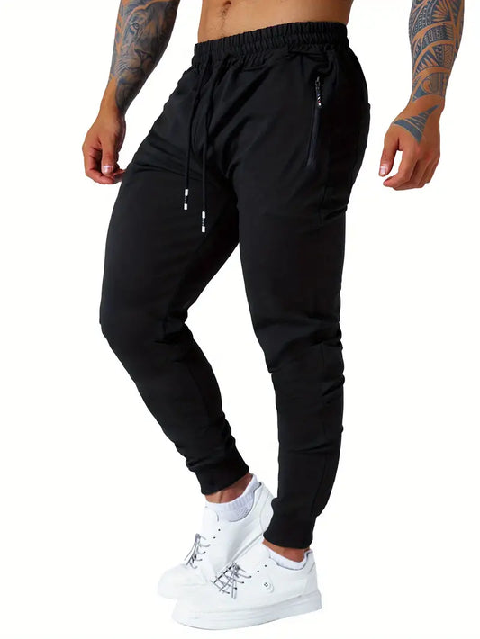 5 Pcs Men's Slim Fit Jogger Sweatpants - Medium Stretch, Zipped Pockets, Ideal for Jogging, Workout, Athletic, Active Lifestyle, Comfortable and Versatile Pants-SNO-53