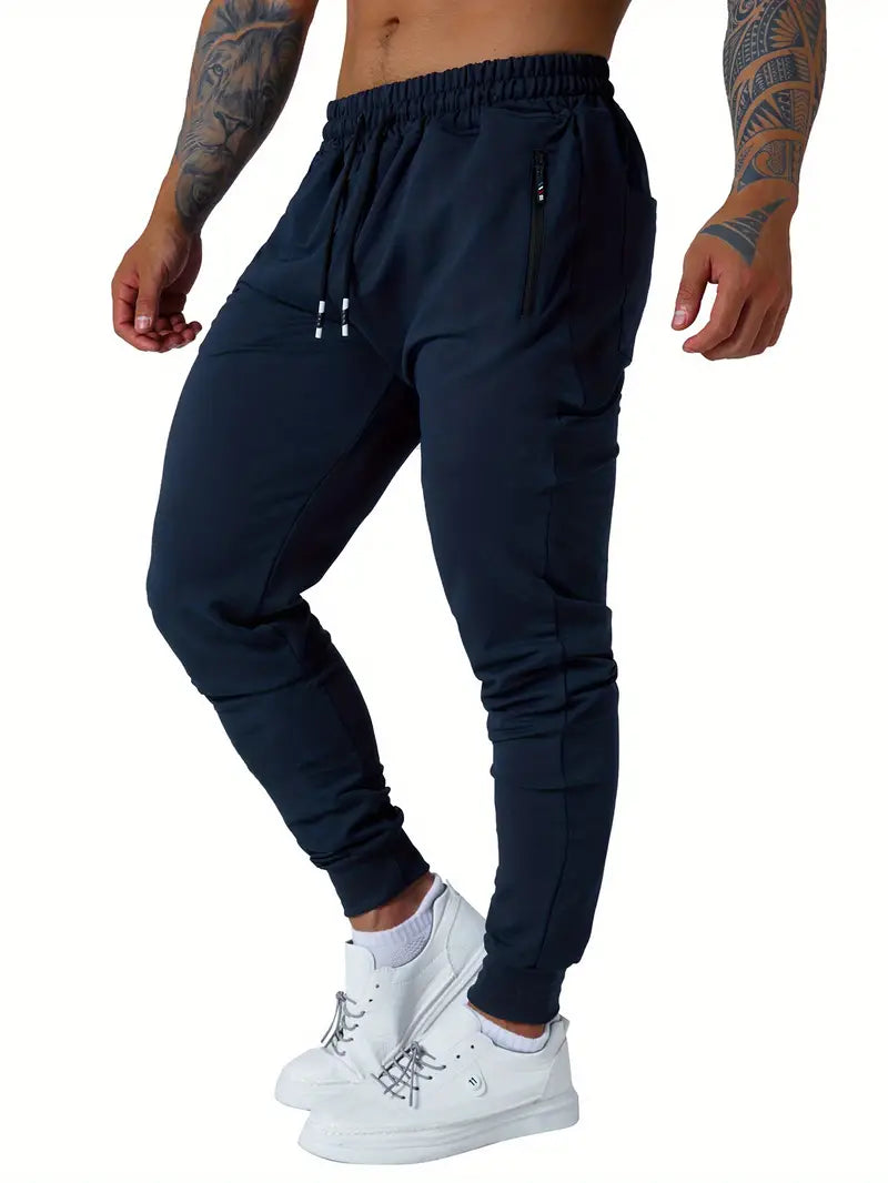 5 Pcs Men's Slim Fit Jogger Sweatpants - Medium Stretch, Zipped Pockets, Ideal for Jogging, Workout, Athletic, Active Lifestyle, Comfortable and Versatile Pants-SNO-53