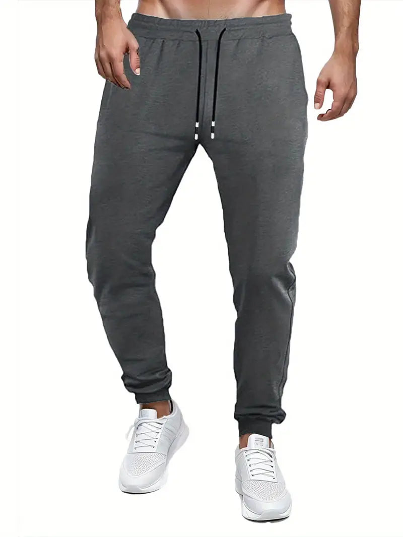 4 Pcs Mens Jogger Sweatpants Regular Fit Drawstring Deep Pockets Cotton Pants for Gym Workout Running-SNO-73