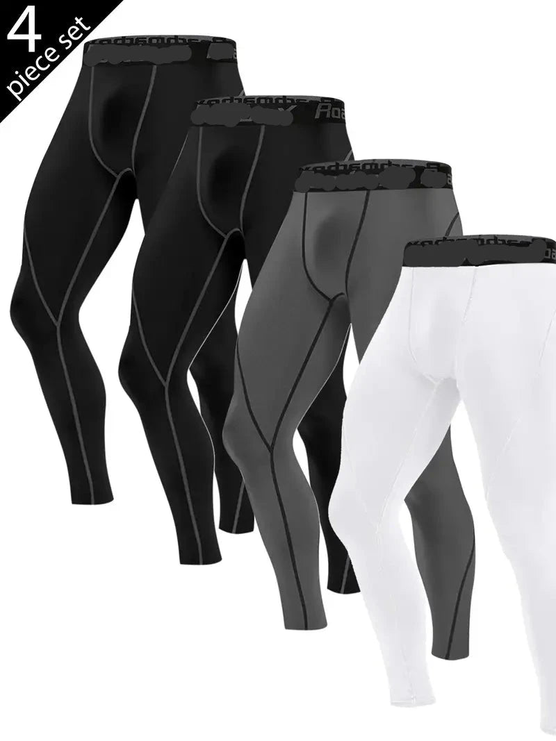 Men's Compression Pants Athletic Base Layer Cycling Tights Leggings 4 Pack-SNO-77