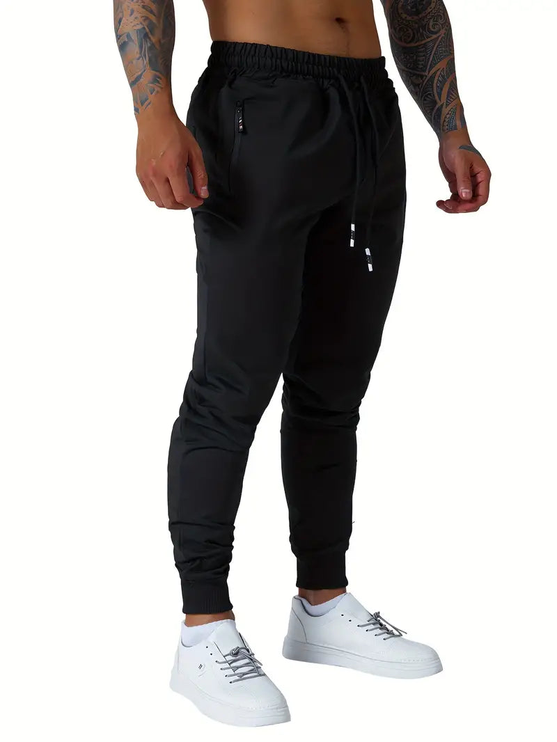 Mens Active Joggers - Soft, Breathable, Water-Resistant Casual Pants with Zipper Pockets for Athletic Workout, Running, and Everyday Wear - Comfortable, Relaxed Fit, and Stylish Design-SNO-69