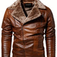 Men's Winter Velvet PU Leather Jacket Men's Fur Integrated Men's Leather Jacket Jacket Tough Guy Biker Jacket-SNO-71