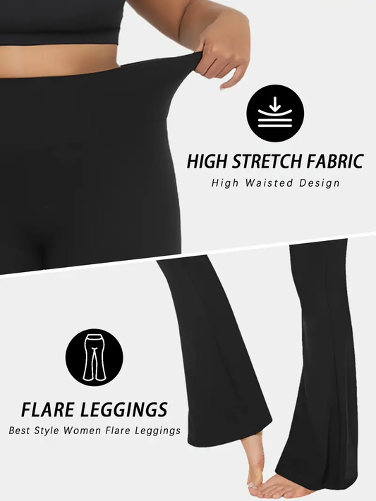 2 Pack Women's High-Waisted Super Soft Flare Yoga Pants, 4-Way Stretch Non-See-Through Bell Bottoms for Workout and Running-SNO-24