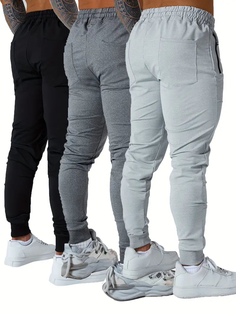 3PCS Mens Jogging Casual Pants Joggers Sweatpants Active Athletic Workout Sweatpants for Men-SNO-62