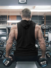 3-Pack Sleeveless Hooded Vest Men's Summer Fitness Sports Clothing Basement Men's Short Sleeve T-Shirt-SNO-80