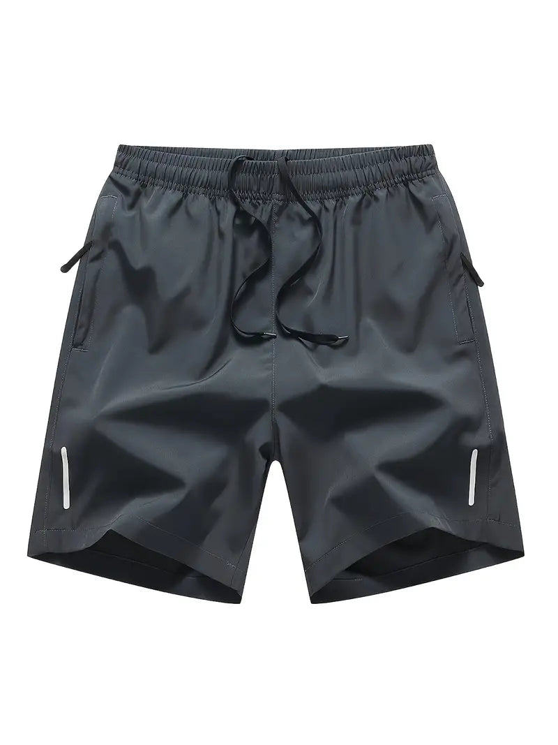 3pcs Men's Solid Fashion Active Shorts, Drawstring Shorts With Zipper Pockets For Summer Training, Summer Daily-SNO-52