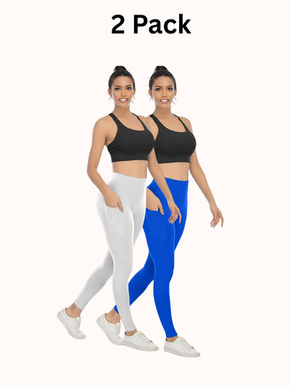 2 Pack Women's High Waisted Yoga Pants with Pockets, Ideal for Sports and Casual Clothing