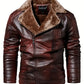 Men's Winter Velvet PU Leather Jacket Men's Fur Integrated Men's Leather Jacket Jacket Tough Guy Biker Jacket-SNO-71