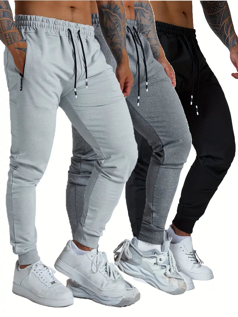 3PCS Mens Jogging Casual Pants Joggers Sweatpants Active Athletic Workout Sweatpants for Men-SNO-62