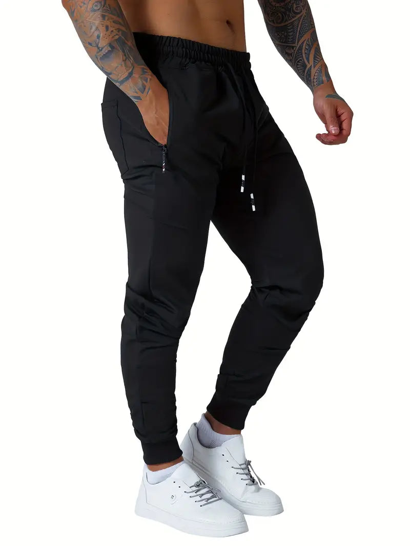 Mens Active Joggers - Soft, Breathable, Water-Resistant Casual Pants with Zipper Pockets for Athletic Workout, Running, and Everyday Wear - Comfortable, Relaxed Fit, and Stylish Design-SNO-69