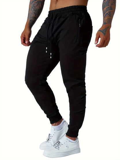 Mens Active Joggers - Soft, Breathable, Water-Resistant Casual Pants with Zipper Pockets for Athletic Workout, Running, and Everyday Wear - Comfortable, Relaxed Fit, and Stylish Design-SNO-69