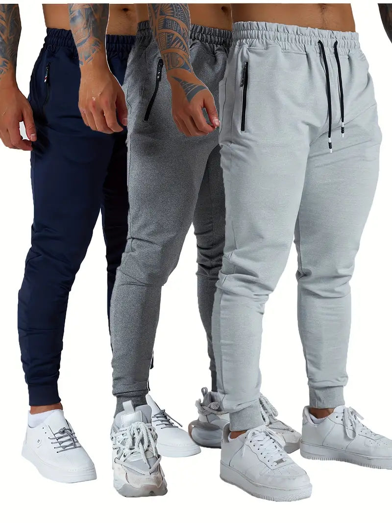 3PCS Mens Jogging Casual Pants Joggers Sweatpants Active Athletic Workout Sweatpants for Men-SNO-62