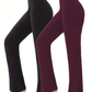 2 Pack Women's High-Waisted Super Soft Flare Yoga Pants, 4-Way Stretch Non-See-Through Bell Bottoms for Workout and Running-SNO-24