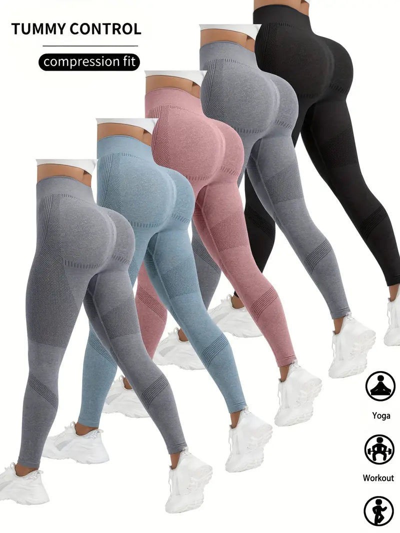 5 Pack Super Soft Leggings For Women, High Waisted Tummy Control No See Through Workout Yoga Running Pants Leggings-SNO-10