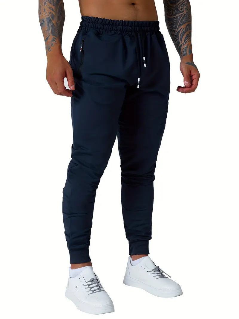 Mens Active Joggers - Soft, Breathable, Water-Resistant Casual Pants with Zipper Pockets for Athletic Workout, Running, and Everyday Wear - Comfortable, Relaxed Fit, and Stylish Design-SNO-69