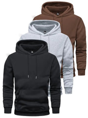 3-Pack Men's Spring And Autumn Long-sleeved Pocket Hooded Sweatshirts, Fashionable Casual Sports Outing Tops-SNO-88