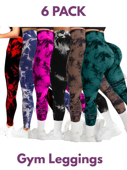 7 PK Women's High Waist Tummy Control Butt Lifting Tie Dye Gym and Regular Wear Leggings