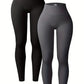 2-Pack Seamless Women's High Waisted Yoga Leggings Comfort Stretch Ribbed Workout Pants, Athletic Tights For Women-SNO-30