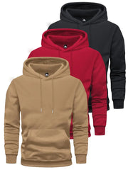 3-Pack Men's Spring And Autumn Long-sleeved Pocket Hooded Sweatshirts, Fashionable Casual Sports Outing Tops-SNO-88