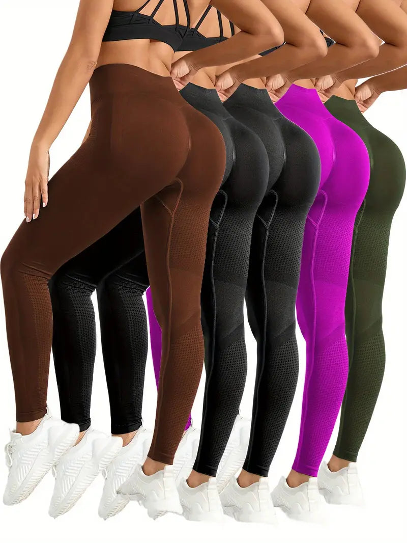 5 Pieces of Ultra-Soft, Seamless Nylon High-Waisted Tights - Abdominal Lifting, Hip Shaping, Breathable, Sweat-Wicking, Comfortable Yoga Running Pants for Ladies - Ideal for Fitness, Exercise, and Sports Activities-SNO-31