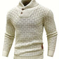 Mens Classic Waffle Knit Shawl Collar Sweater - Stylish Button Detail, Comfort Fit Pullover for Office to Everyday - Soft, Versatile & All-Season Wear-SNO-85