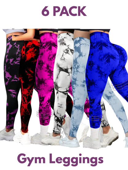 7 PK Women's High Waist Tummy Control Butt Lifting Tie Dye Gym and Regular Wear Leggings