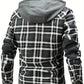 Mens Plaid Quilted Hooded Jacket with Luxurious Sherpa Lining - Stylish Casual Button Down Design - Ultra-Cozy Fleece Winter Coat for Premium Warmth and Fashionable Outerwear-SNO-82