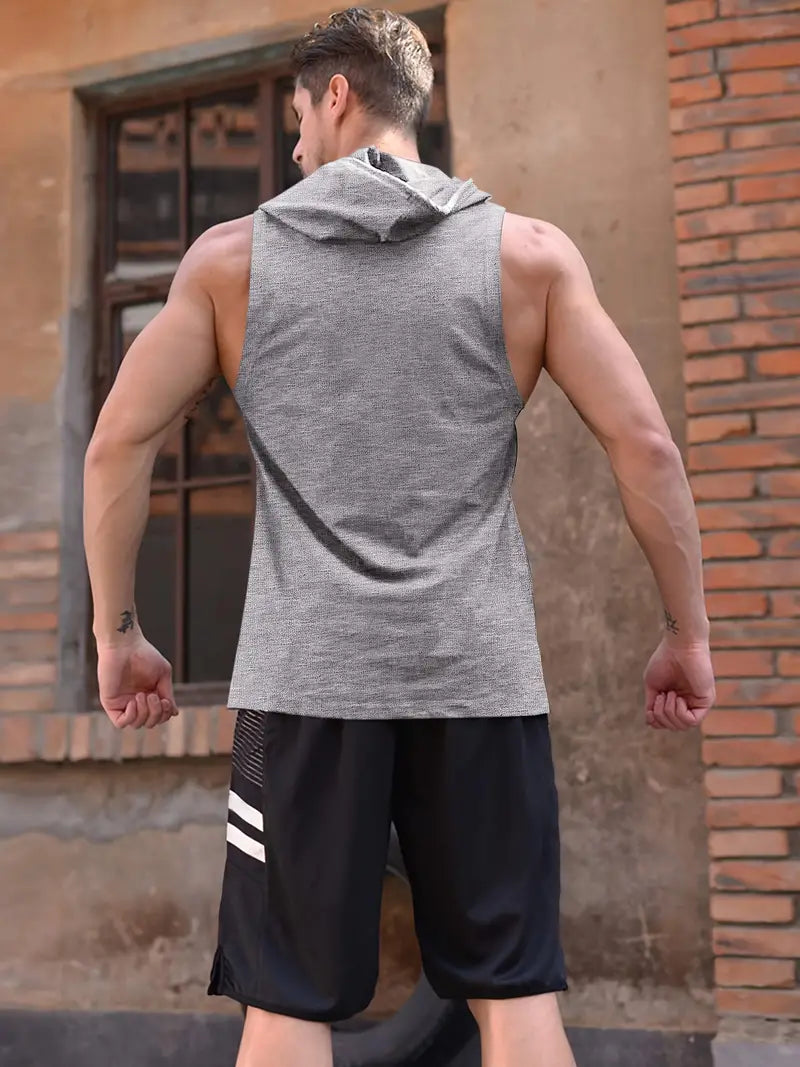 3-Pack Sleeveless Hooded Vest Men&#39;s Summer Fitness Sports Clothing Basement Men&#39;s Short Sleeve T-Shirt-SNO-80