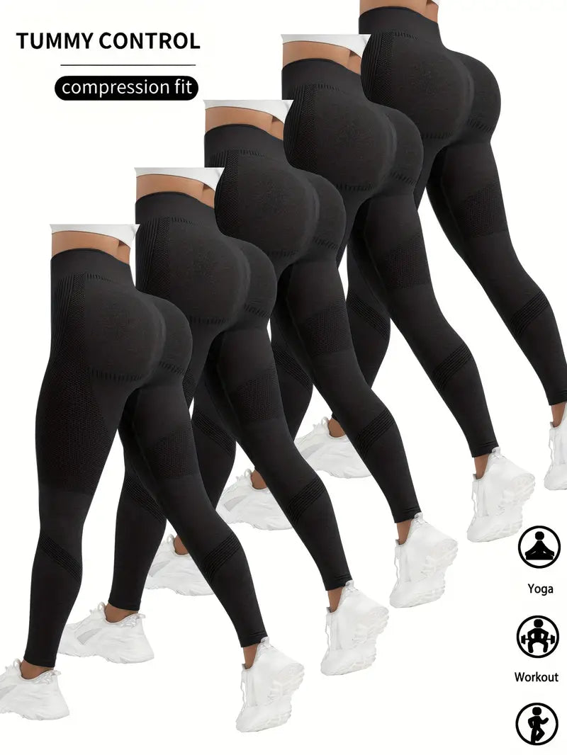 5 Pack Super Soft Leggings For Women, High Waisted Tummy Control No See Through Workout Yoga Running Pants Leggings-SNO-10