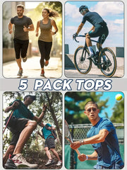 5 Pack Sports T-Shirts for Men - Moisture-Wicking, Quick-Dry, Soft and Breathable Crew Neck Tees for Running, Fitness and Outdoor Activities - Lightweight Short Sleeve Shirts with Solid Color Options-SNO-57