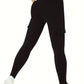 5pcs Women's High-Waist Yoga Leggings with Cargo Pockets - Super Soft, Tummy Control, No See-Through Workout & Running Pants, Available in XS to XXL, Polyester Spandex Blend, Machine Washable, Four Seasons, Solid Color, Knitted Fabric-SNO-34