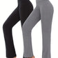 2 Pack Women's High-Waisted Super Soft Flare Yoga Pants, 4-Way Stretch Non-See-Through Bell Bottoms for Workout and Running-SNO-24