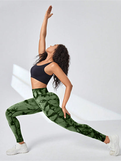 3 PK Women's High Waist Tummy Control Butt Lifting Tie Dye Leggings