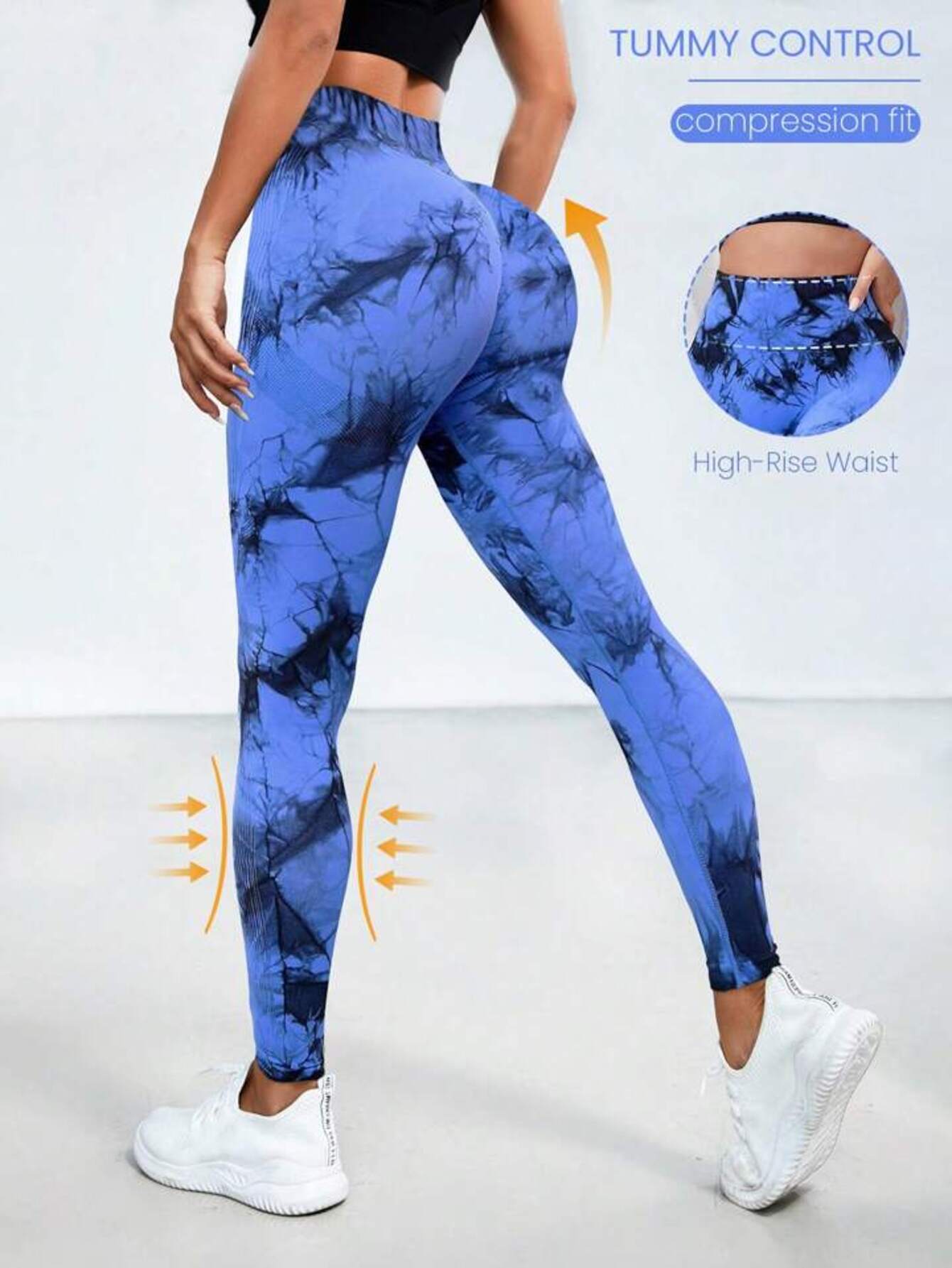 Women's High Waist Tummy Control Tie-Dye Yoga Pants, Seamless Sport Leggings, Butt Lifting Workout Tights for Gym and Daily Wear-SNO-44