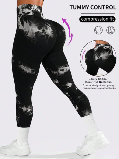 High Waisted Tie Dye Yoga Leggings