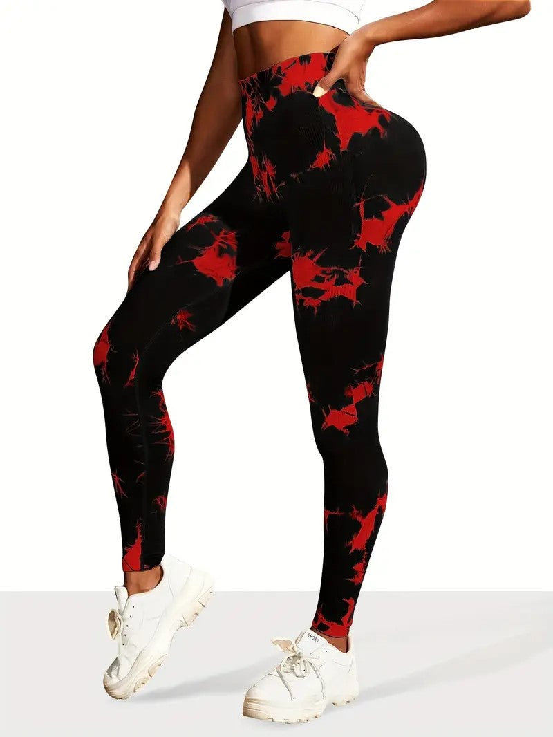 4 Pack Women's High Waisted Tie Dye and Pocket Leggings, Ideal for Sports and Casual Clothing