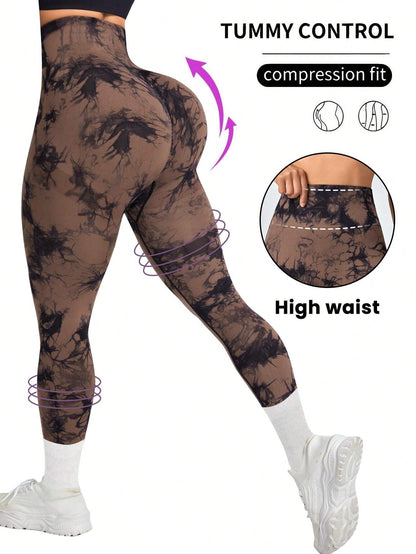 High Waisted Tie Dye Yoga Leggings