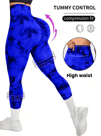 High Waisted Tie Dye Yoga Leggings