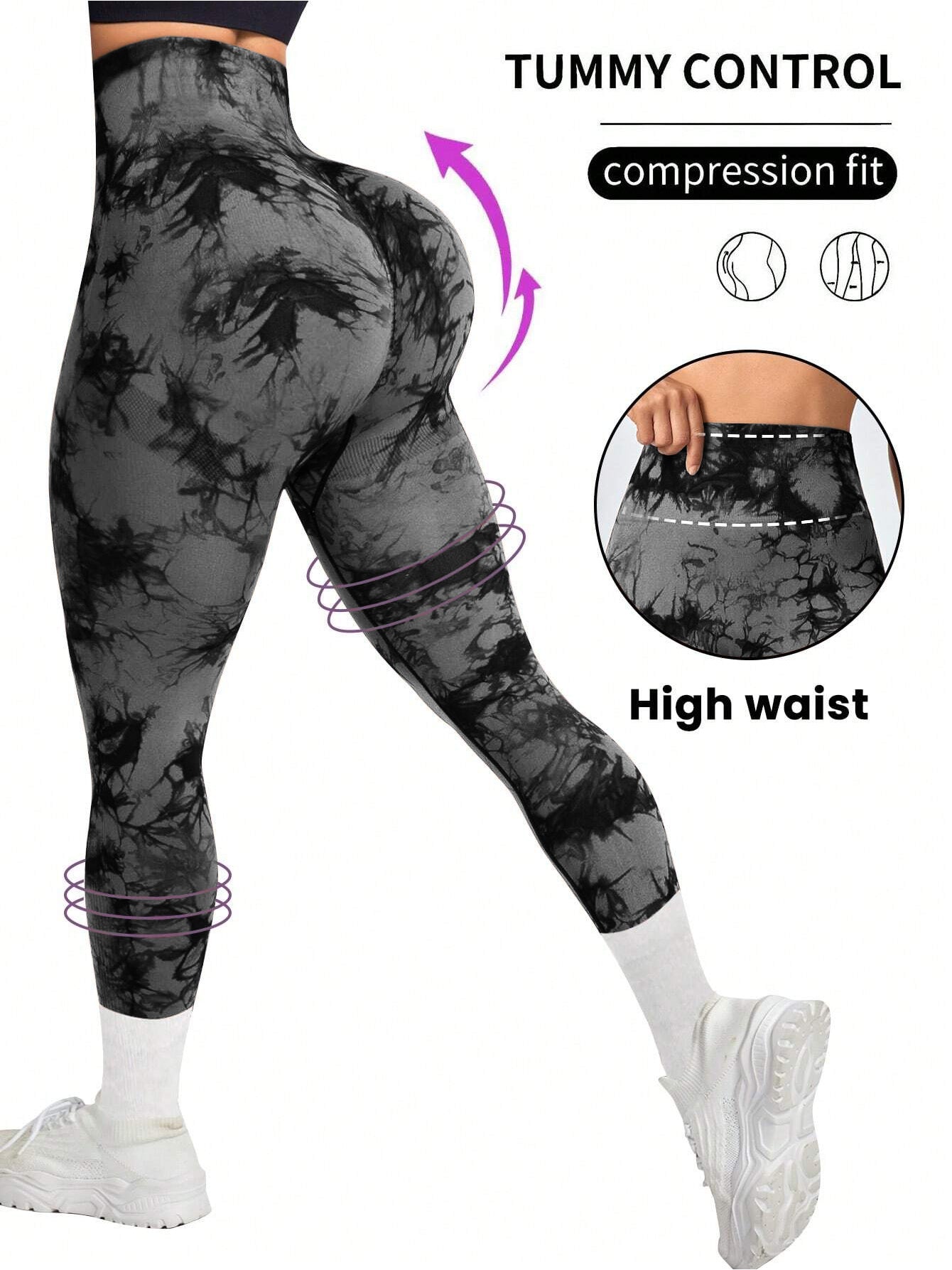 High Waisted Tie Dye Yoga Leggings