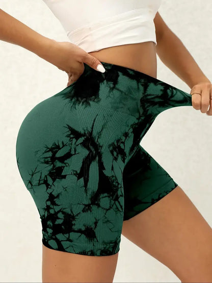 High Waist Tie-Dye Biker Shorts
