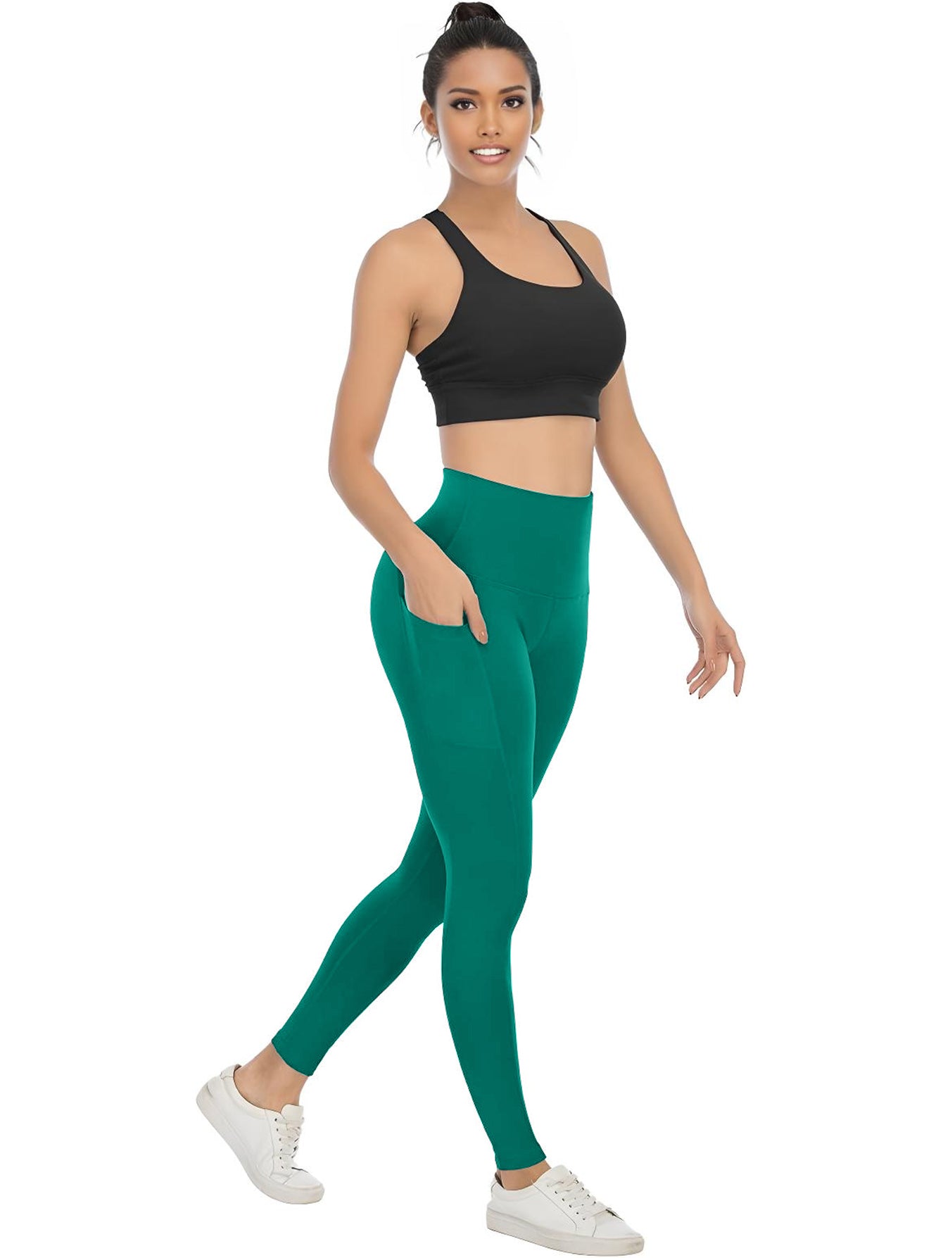 4 Pack Women's High Waisted Yoga Pants with Pockets, Ideal for Sports and Casual Clothing