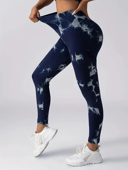 4 PK Women's High Waist Tummy Control Butt Lifting Tie Dye Gym and Regular Wear Leggings