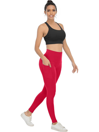 4 Pack Women's High Waisted Yoga Pants with Pockets, Ideal for Sports and Casual Clothing