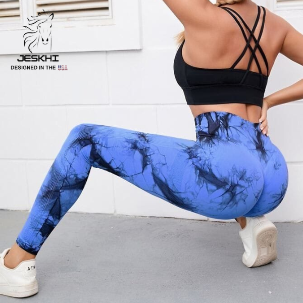 Jeskhi Tie Dye Print High Waist Breathable Gym Leggings