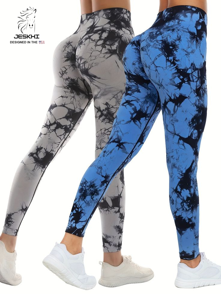 Jeskhi Tie Dye Print High Waist Breathable Gym Leggings