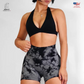 Jeskhi Tie Dye Print High Waist Breathable Gym Shorts